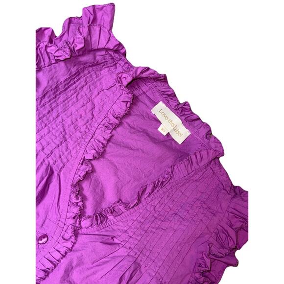 Love The Label Anthropologie Dana Top Size XS Rosebud Purple Ruffled Shirt $176 - Picture 2 of 8